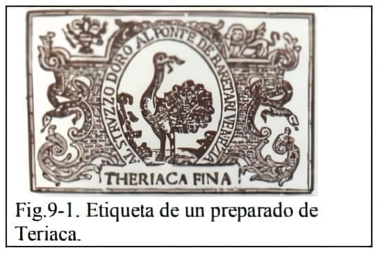 Etiqueta de un preparado de Teriaca. Etiqueta de un preparado de Teriaca.