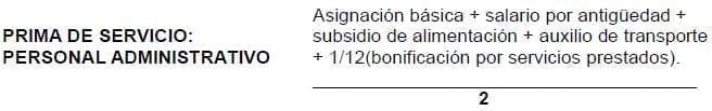 Prima de Servicios Personal Administrativo