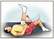 Estiramiento del ligamento de la corva, posición supina - Ejercicios para la rodilla