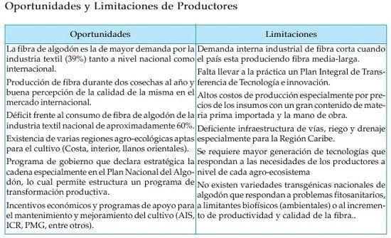 Oportunidades y Limitaciones de Productores algodon Oportunidades y Limitaciones de Productores algodon