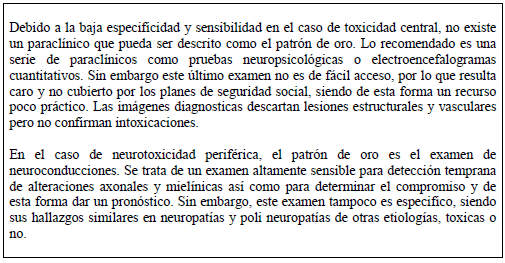 Confirmación de la Neurotoxicidad central y periférica