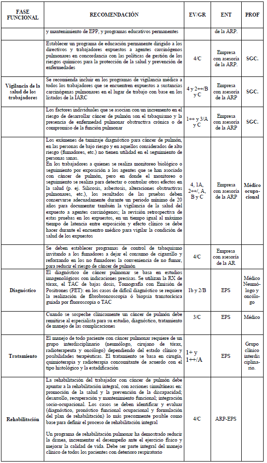 Matriz Responsabilidades - Cáncer de Pulmón en el Trabajo Matriz Responsabilidades - Cáncer de Pulmón en el Trabajo
