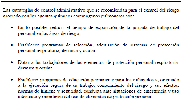 Control administrativo trabajadores expuestos a cáncer pulmonar Control administrativo trabajadores expuestos a cáncer pulmonar