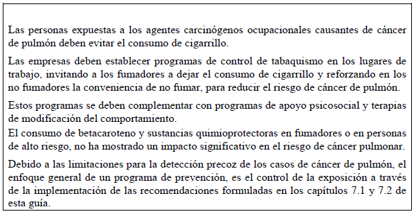 Personas expuestas a los agentes causantes de cáncer de pulmón Personas expuestas a los agentes causantes de cáncer de pulmón
