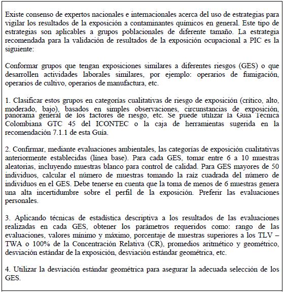 Estrategia para vigilar la exposición laboral a PIC