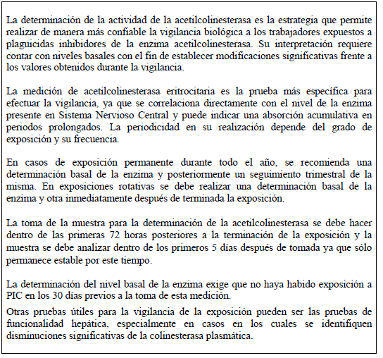 Evaluación a Trabajadores Expuestos a la Colinesterasa Evaluación a Trabajadores Expuestos a la Colinesterasa