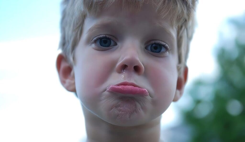 Niño triste castigado