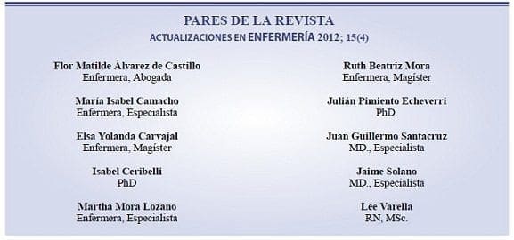 Pares de la revista de actualizaciones en enfermería 