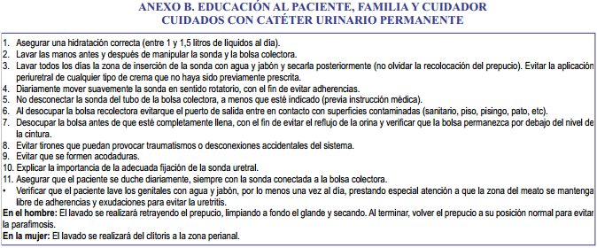 Cuidados paciente con catéter urinario permanente