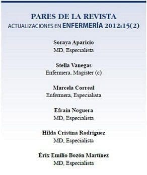 Pares de la revista actualizaciones en enfermería 2012,15(2) Pares de la revista actualizaciones en enfermería 2012,15(2)