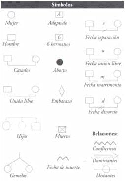 Familiograma, símbolos