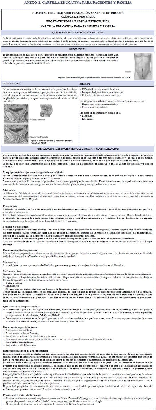 Cartilla Educativa para Pacientes y Familia