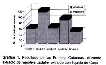 Resultado de las pruebas cutáneas con extracto de Hemileia vastatrix Resultado de las pruebas cutáneas con extracto de Hemileia vastatrix