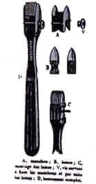 Escarificador lineal para el tratamiento del lupus vulgar Escarificador lineal para el tratamiento del lupus vulgar