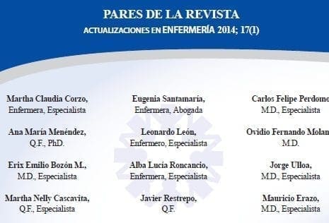 Pares de la Revista de Enfermería Volumen 17 No. 1  Pares de la Revista de Enfermería Volumen 17 No. 1