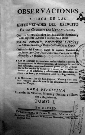 Las enfermedades del exercito en los Campos y Guarniciones