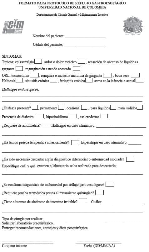 Formato para Protocolo de Reflujo Gástrico