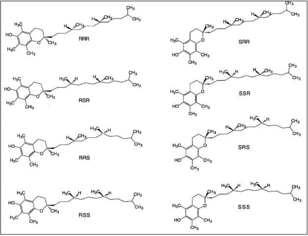 Estereoisómeros de a-tocoferol Estereoisómeros de a-tocoferol