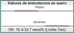 Valores normales de testosterona total en suero para jóvenes y viejos medidas en nmol/litro Valores normales de testosterona total en suero para jóvenes y viejos medidas en nmol/litro