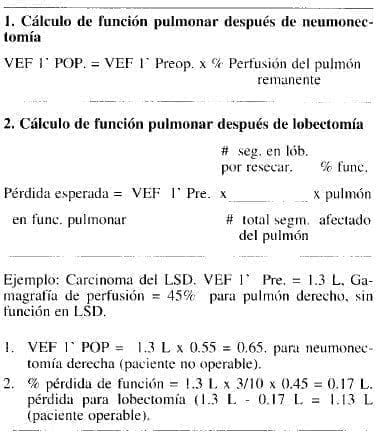 Cálculo de función pulmonar postoperatoria