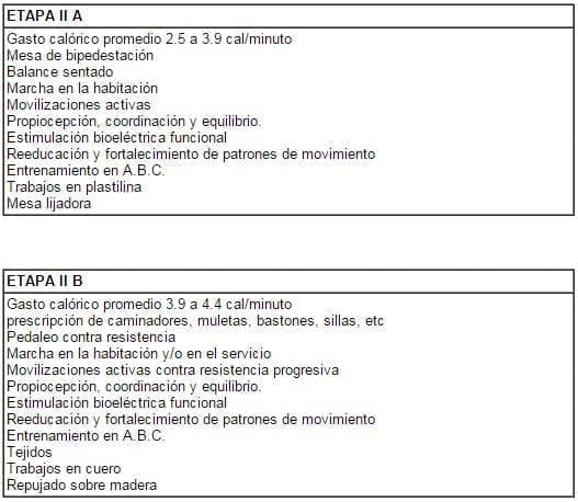 Etapas programa de rehabilitación Etapas programa de rehabilitación