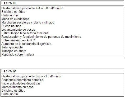 Etapas programa de rehabilitación Etapas programa de rehabilitación