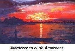 Atardecer en el río Amazonas