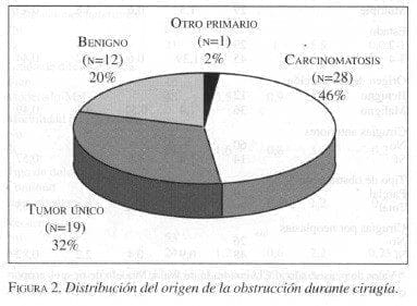 Distribución del origen de la obstrucción durante cirugía
