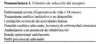 Trasplante Pulmonar, Criterios de selección del receptor Trasplante Pulmonar, Criterios de selección del receptor