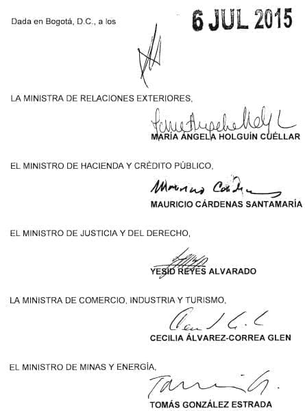 Instrumentos para Prevenir, Controlar y Sancionar el Contrabando, firmas