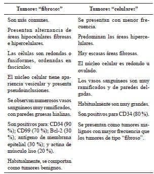 Tipos de tumores fibrosos solitarios