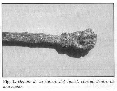 Detalle de la cabeza del cincel: