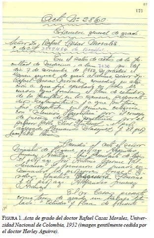 Acta de grado del doctor Rafael Casas Morales