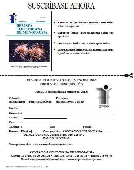 Revista de Menopausia, Suscripción