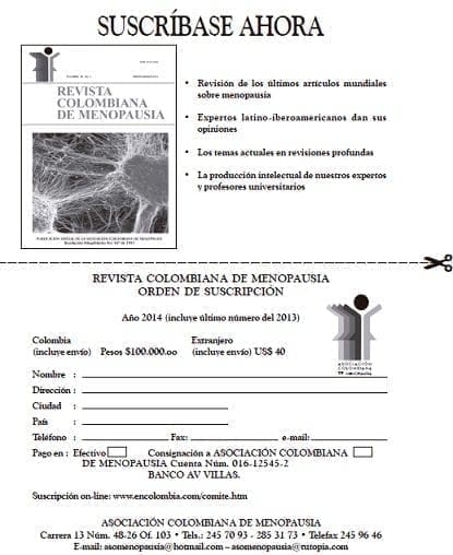 Revista de Menopausia, suscripción