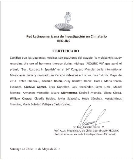 Certificado del Dr Blumel de Chile