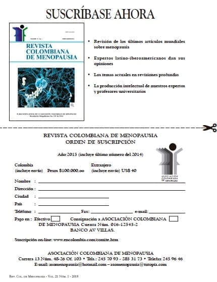 Revista de Menopausia, suscripción