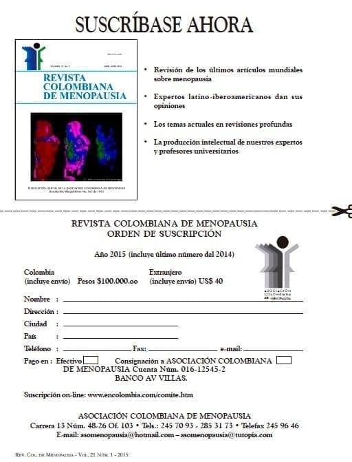 Revista de Menopausia, Suscripción