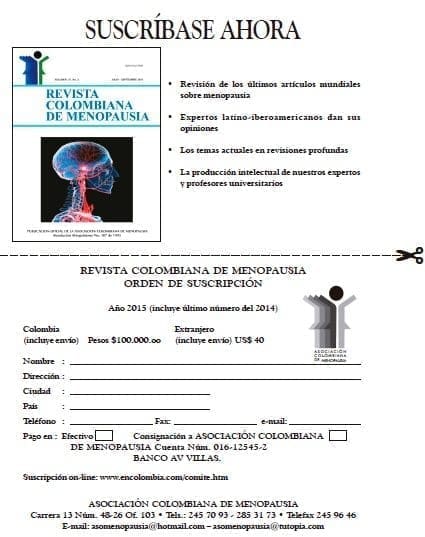 Revista de Menopausia, Suscripción
