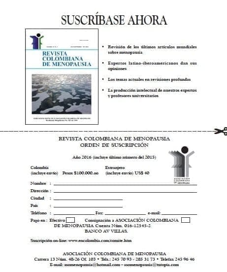 Revista de Menopausia, Suscripción