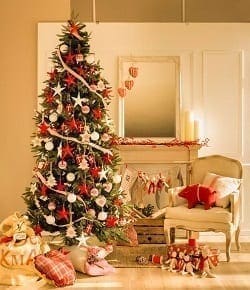 Arbol Navidad Rojo y Dorado, Decoración Navideña