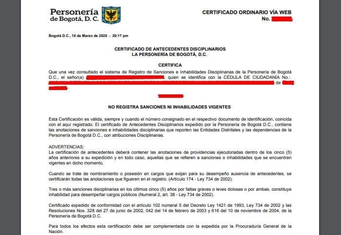 Certificado de Personería en línea 5