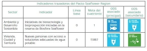 Indicadores trazadores del Pacto Seaflower Region