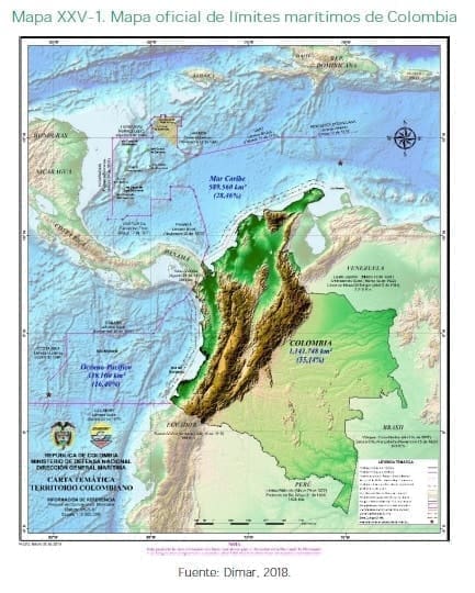 Mapa oficial de límites marítimos de Colombia Mapa oficial de límites marítimos de Colombia