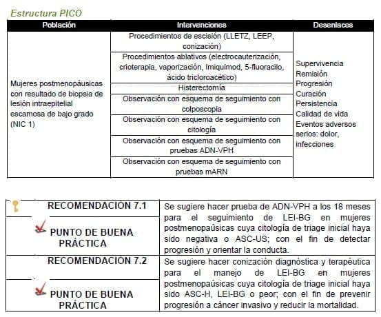 Prueba de ADN-VPH a los 18 meses para el seguimiento de LEI-BG