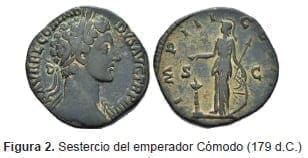 Sestercio del emperador Cómodo (179 d.C.) Sestercio del emperador Cómodo (179 d.C.)