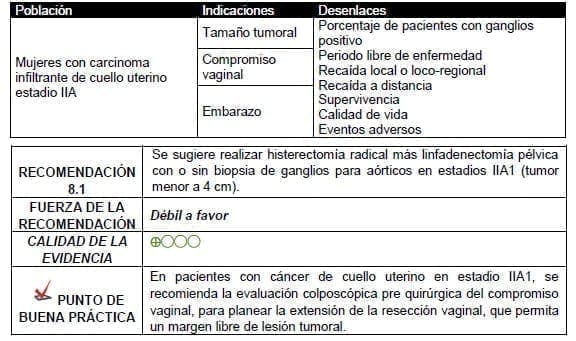 Histerectomía radical más linfadenectomía pélvica con o sin biopsia de ganglios Histerectomía radical más linfadenectomía pélvica con o sin biopsia de ganglios