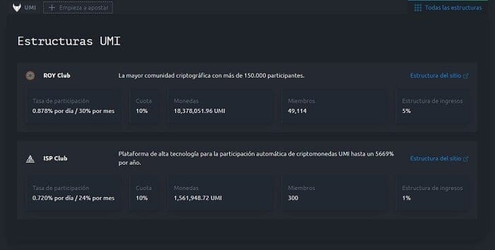 Staking en detalle estructuras UMI