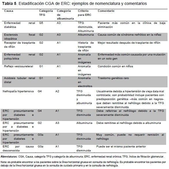 Estadificación CGA de ERC Estadificación CGA de ERC