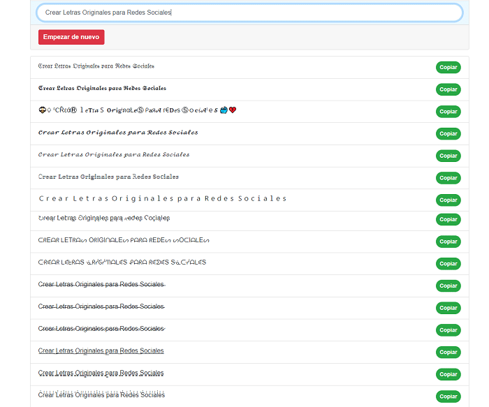 Ejemplos de Letras Originales